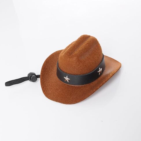 Dog Cowboy Hat with Star Decoration Dog Cowboy Costume for Small Pet Dogs Cat Cowboy Hat with Bandana Scarf Set Party Accessories (Brown, Small) in Saudi Arabia