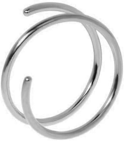 4.5mm 24 GA Sterling Silver Double Tragus Elbrow Rock Snug Daith Ring Hoop for Single Piercing Spiral Twist Nose Hoop for Women Girls (Sterling Silver 925 | 24 GA, 4.5mm | Left Side) in Kuwait