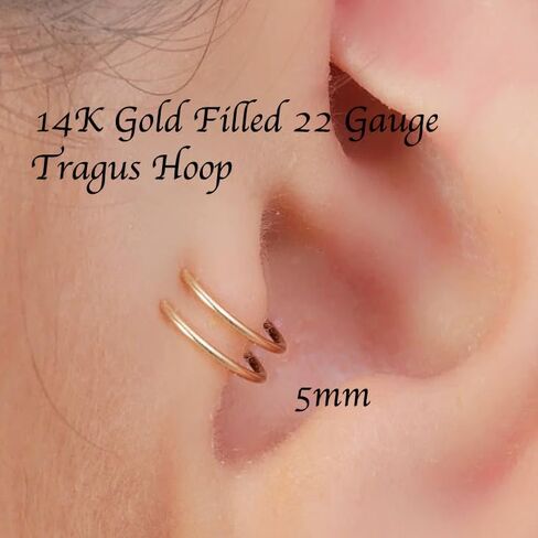 4.5mm 24 GA Sterling Silver Double Tragus Elbrow Rock Snug Daith Ring Hoop for Single Piercing Spiral Twist Nose Hoop for Women Girls (Sterling Silver 925 | 24 GA, 4.5mm | Left Side) in Kuwait