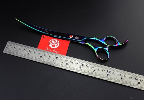 Purple Dragon 8.0 inch Professional Pet Grooming Scissors,Dog Straight Shear, Thinning/Blending Scissor & 2 PCS Curved Shear with Bag (Purple) in Saudi Arabia