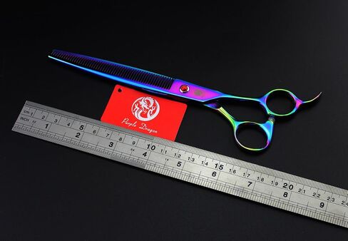 Purple Dragon 8.0 inch Professional Pet Grooming Scissors,Dog Straight Shear, Thinning/Blending Scissor & 2 PCS Curved Shear with Bag (Purple) in Saudi Arabia