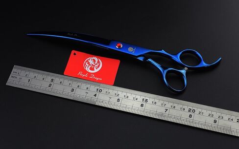 Purple Dragon 8.0 inch Professional Pet Grooming Scissors,Dog Straight Shear, Thinning/Blending Scissor & 2 PCS Curved Shear with Bag (Purple) in Saudi Arabia