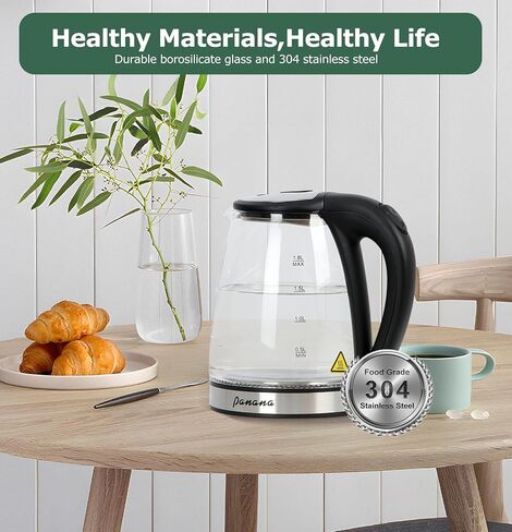 Electric Kettle, Tea Kettle Pot, 1.8L, 1200W, Stainless Steel Inner Lid, Hot Water Kettle Teapot Boiler, Automatic Shut Off, Easy Cleaning, BPA-Free in Kuwait
