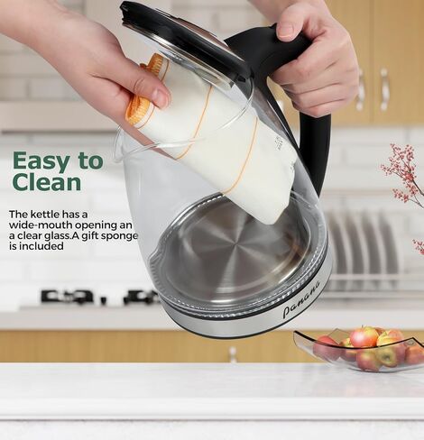 Electric Kettle, Tea Kettle Pot, 1.8L, 1200W, Stainless Steel Inner Lid, Hot Water Kettle Teapot Boiler, Automatic Shut Off, Easy Cleaning, BPA-Free in Kuwait