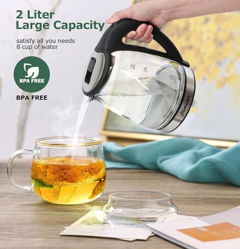 Electric Kettle, Tea Kettle Pot, 1.8L, 1200W, Stainless Steel Inner Lid, Hot Water Kettle Teapot Boiler, Automatic Shut Off, Easy Cleaning, BPA-Free in Kuwait