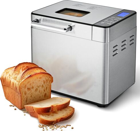 EUHOMY Bread Maker Machine 2LB Bread Maker for 3 Loaf Sizes & 3 Crust Colors - Ideal for Family Gifts, Breadmaker with Stainless Steel and Fruit & Nut Dispenser, Gluten Free in Saudi Arabia