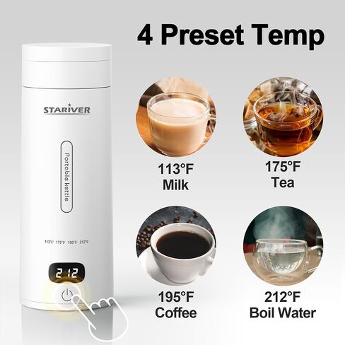 Portable Electric Kettle, Small Travel Electric Kettle for Travel & Business, Mini Hot Water Boiler with 4 Temperature Keep-warm, 304 Stainless Steel Auto Shut-Off and Boil Dry Protection in Saudi Arabia