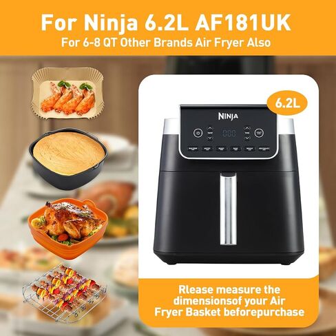 11pcs Air Fryer Accessories for Ninja Air Fryer Pro XL 6-in-1 6.5 QT AF181 and 6-8 QT Air Fryer, with Air Fryer Liners Disposable 100pcs and Silicone Aiy Fryer Liners Reusable, Cheat Sheet in Saudi Arabia