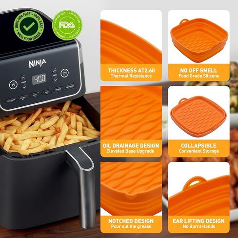 11pcs Air Fryer Accessories for Ninja Air Fryer Pro XL 6-in-1 6.5 QT AF181 and 6-8 QT Air Fryer, with Air Fryer Liners Disposable 100pcs and Silicone Aiy Fryer Liners Reusable, Cheat Sheet in Saudi Arabia