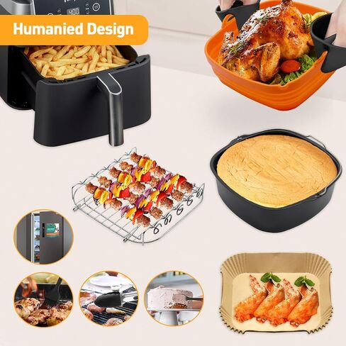 11pcs Air Fryer Accessories for Ninja Air Fryer Pro XL 6-in-1 6.5 QT AF181 and 6-8 QT Air Fryer, with Air Fryer Liners Disposable 100pcs and Silicone Aiy Fryer Liners Reusable, Cheat Sheet in Saudi Arabia