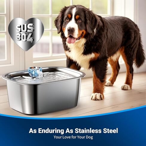 Dog Water Fountain for Large Dogs, Stainless Steel Dog Water Fountain, 3 Gallons Pet Fountain with 4pack Filters, Extra Big Dog Water Bowl Dispenser Inside, Cat Drinking Bowls, Quiet Pump in Saudi Arabia