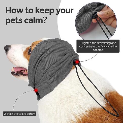 HEYWEAN Quiet Ears for Dogs Calming Headband with Ear Wraps for Anxiety Relief & Noise Protection Dog Ear Muffs with Velcro for Grooming Bathing Grey Medium in Saudi Arabia