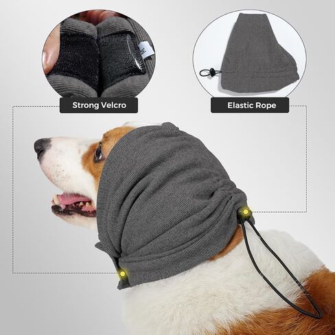 HEYWEAN Quiet Ears for Dogs Calming Headband with Ear Wraps for Anxiety Relief & Noise Protection Dog Ear Muffs with Velcro for Grooming Bathing Grey Medium in Saudi Arabia