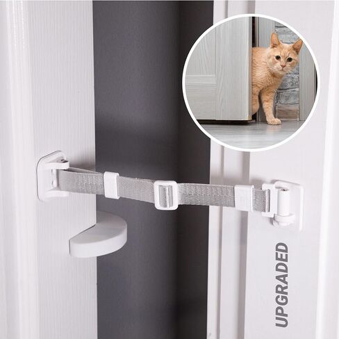 SVD.PET Upgraded Cat Door Latch & Stopper: Door Strap for Cats, A Simpler Pet Gate Solution to Dog Proof Your Home & Keep Dogs and Kids Out of Litter Box & Cat Feeder. (White) in Saudi Arabia