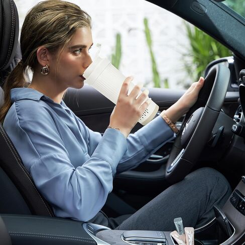 حامل أكواب السيارة ShineMe 2 في 1 مبرد مشروبات القهوة، كوب تسخين وتبريد 12 أونصة مع غطاء، كوب قهوة ذاتي التسخين/التبريد، سخان/مبرد كوب السيارة للسفر للمشروبات، زجاجات الأطفال... (بيج) in Kuwait