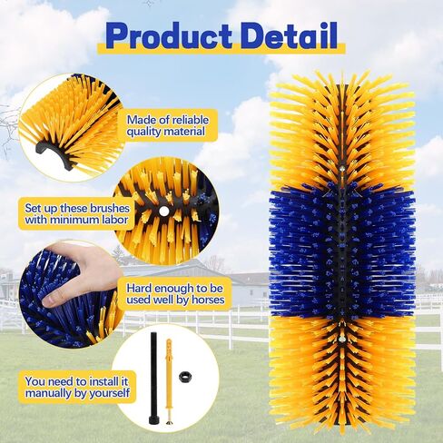 3 Pcs Livestock Scratch Brush 2 Types of Shape for Installation Goat Cow Horse Scratcher Horse Grooming Kit Scratching Post with Screws and Nuts Livestock Anti Itch Tool for Cattle Pig Sheep in Saudi Arabia