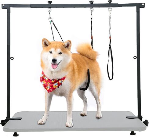 Breeze Touch Dog Grooming Table Arm - Overhead Pet Grooming Arm 39" H Adjustable, Foldable Cat and Dog Grooming Arm with Clamps Cat Grooming Loops for Small Medium Large Dog, Not Include Table in Saudi Arabia