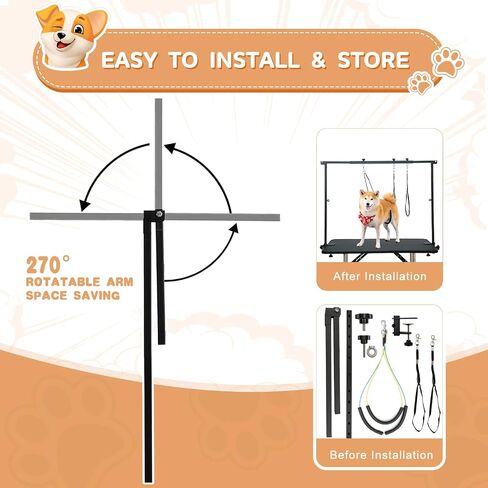 Breeze Touch Dog Grooming Table Arm - Overhead Pet Grooming Arm 39" H Adjustable, Foldable Cat and Dog Grooming Arm with Clamps Cat Grooming Loops for Small Medium Large Dog, Not Include Table in Saudi Arabia