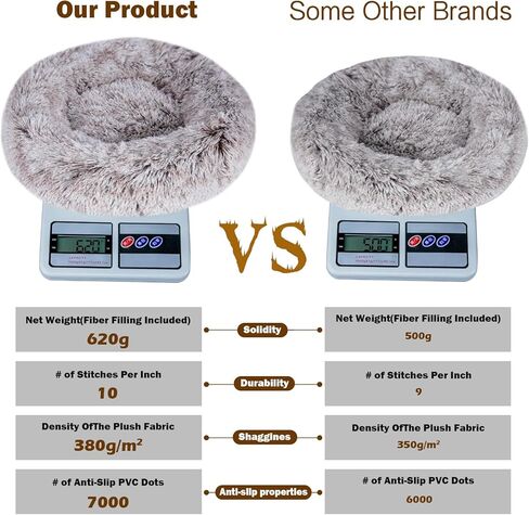 سرير مهدئ للقطط، سرير للكلاب على شكل كعكة داخلي قابل للغسل مع قطيفة من الفرو الصناعي المنفوش، سرير دائري مضاد للقلق للحيوانات الأليفة، سرير وسادة دافئ للكلاب والقطط الصغيرة والمتوسطة (20 * 20 بوصة، رمادي داكن) in Kuwait