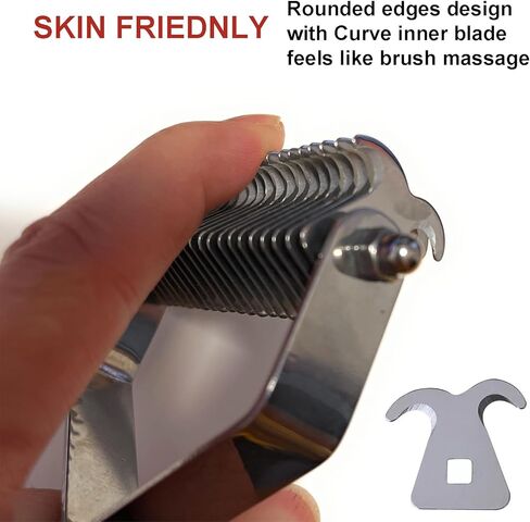 فرشاة للكلاب للتساقط، أمشاط للعناية بالكلاب، مشط للفرو السفلي للكلاب والقطط، أداة إزالة الوبر للكلاب، مشط للحيوانات الأليفة، مقبض خشبي فاخر، 20 شفرة من الفولاذ المقاوم للصدأ على الوجهين in Kuwait