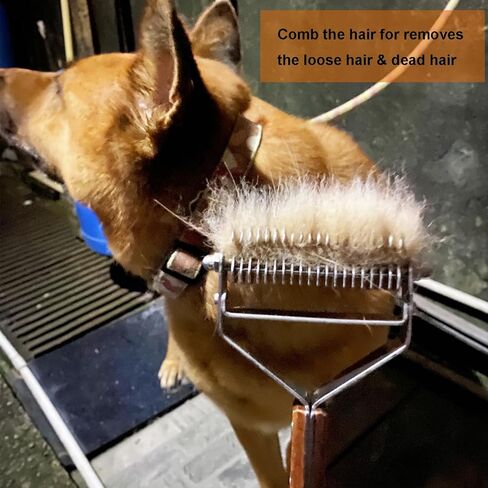 فرشاة للكلاب للتساقط، أمشاط للعناية بالكلاب، مشط للفرو السفلي للكلاب والقطط، أداة إزالة الوبر للكلاب، مشط للحيوانات الأليفة، مقبض خشبي فاخر، 20 شفرة من الفولاذ المقاوم للصدأ على الوجهين in Kuwait