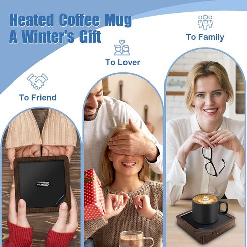 Coffee Mug Warmer with 2 USB Charging Ports: Auto Shut-Off Candle Wax Warmer - Heated Beverage Coffee Accessories for Home Office Desk - U1 Black in Kuwait