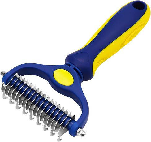 Double Sided Shedding Pet Grooming Brush, UDERUI Dematting Undercoat Rake Comb for Dogs and Cats in Kuwait