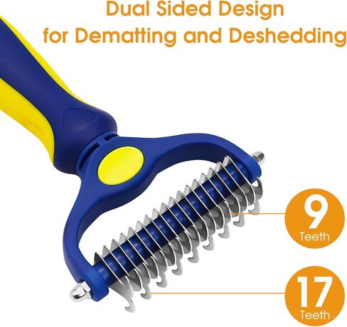 Double Sided Shedding Pet Grooming Brush, UDERUI Dematting Undercoat Rake Comb for Dogs and Cats in Kuwait
