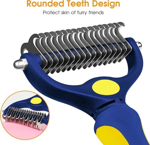 Double Sided Shedding Pet Grooming Brush, UDERUI Dematting Undercoat Rake Comb for Dogs and Cats in Kuwait