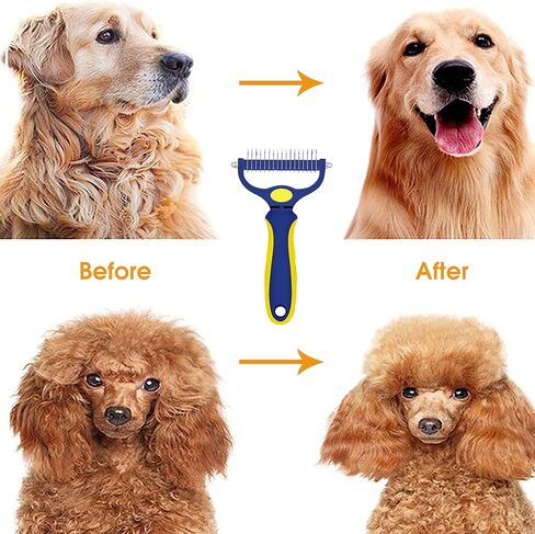 Double Sided Shedding Pet Grooming Brush, UDERUI Dematting Undercoat Rake Comb for Dogs and Cats in Kuwait