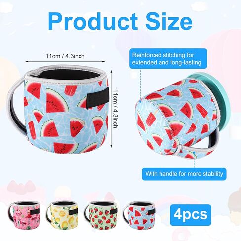 4pcs Ice Cream Neoprene Sleeves, Summer Prints Sleeve Reusable Thermal Insulated Ice Cream Pint Holder Cover for Ninja Creami NC501 NC500 Series 24oz Ice Cream Maker Containers (4 Styles) in Saudi Arabia