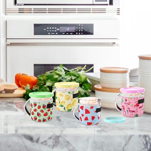 4pcs Ice Cream Neoprene Sleeves, Summer Prints Sleeve Reusable Thermal Insulated Ice Cream Pint Holder Cover for Ninja Creami NC501 NC500 Series 24oz Ice Cream Maker Containers (4 Styles) in Saudi Arabia