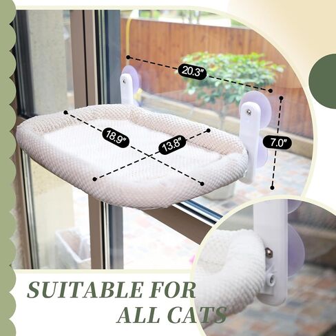 Cat Window Perch Cordless Cat Window Hammock Foldable Window Cat Bed for Indoor,Sturdy Metal Frame and Soft Reversible Cushions with 4 Suction Cups Cover Hold Up 40lbs (Grey,L) in Saudi Arabia