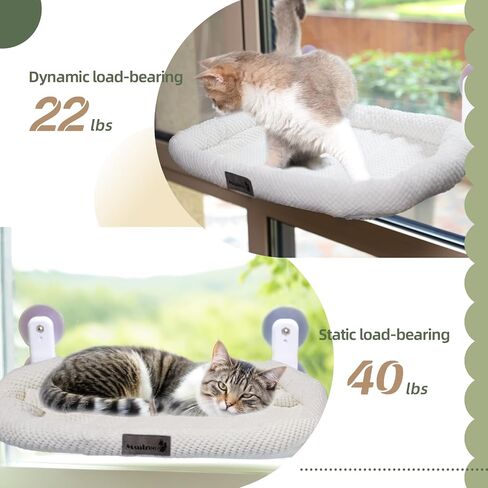 Cat Window Perch Cordless Cat Window Hammock Foldable Window Cat Bed for Indoor,Sturdy Metal Frame and Soft Reversible Cushions with 4 Suction Cups Cover Hold Up 40lbs (Grey,L) in Saudi Arabia