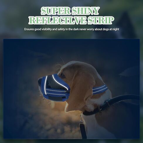 كمامة للكلاب، كمامة شبكية ناعمة قابلة للتنفس، كمامة شبكية هوائية للكلاب مع حزام عاكس وقابل للتعديل من أجل العض والمضغ، تسمح بالشرب، كمامة للكلاب الصغيرة (أزرق، صغير) in Kuwait