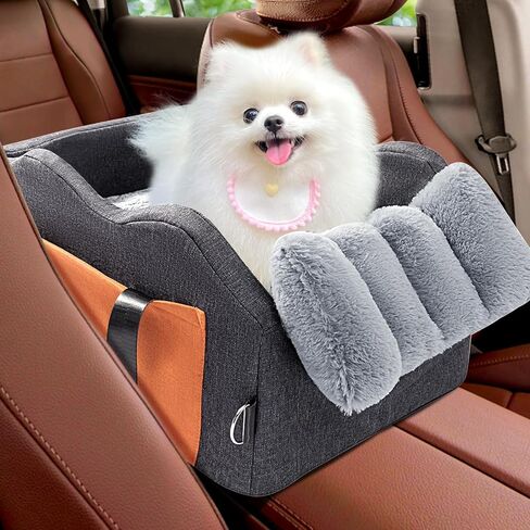 Dog Car Seat for Small Dog Pickup Center Console Seat Pet Booster Seat for Car Puppy Car Seat for Small Dogs (Gray+Orange) in Kuwait
