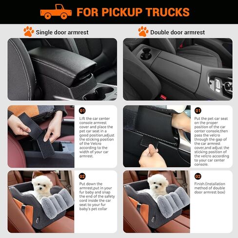 Dog Car Seat for Small Dog Pickup Center Console Seat Pet Booster Seat for Car Puppy Car Seat for Small Dogs (Gray+Orange) in Kuwait