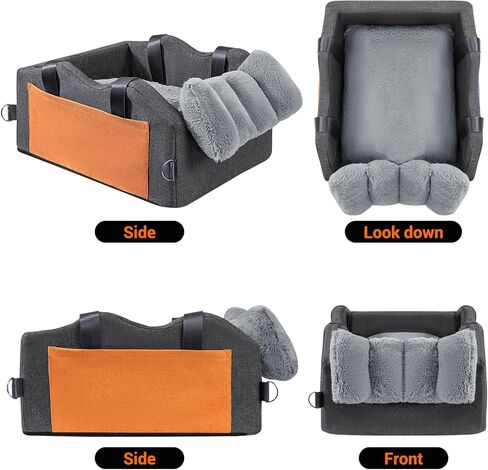 Dog Car Seat for Small Dog Pickup Center Console Seat Pet Booster Seat for Car Puppy Car Seat for Small Dogs (Gray+Orange) in Kuwait