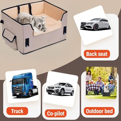 Dog Car Seat - Upgrade Super Soft Memory Foam Booster Car Seats for Small Medium Dogs, Dog Bed Washable with Storage Pockets Clip-On Safety Leash and Foam Filling Pet Travel Accessories up to 35lbs in Saudi Arabia