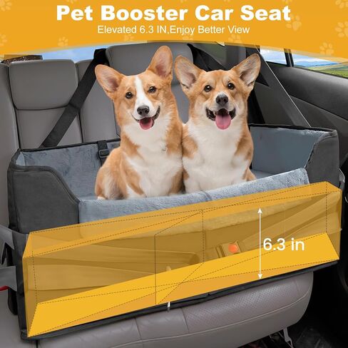 Dog Car Seat - Upgrade Super Soft Memory Foam Booster Car Seats for Small Medium Dogs, Dog Bed Washable with Storage Pockets Clip-On Safety Leash and Foam Filling Pet Travel Accessories up to 35lbs in Saudi Arabia