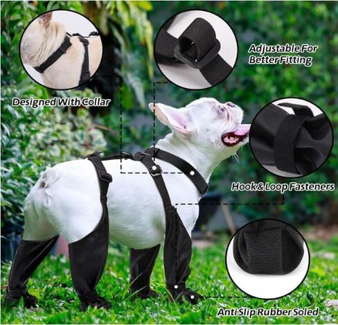 Waterproof Dog Boots with Suspenders, Dog Paw Protectors Shoes Leggings, Anti-Slip Boots for Small Medium Dog, Adjustable Pooch Tall Dog Suspender Rain Booties for Outdoor Hiking Hunting, M in Saudi Arabia