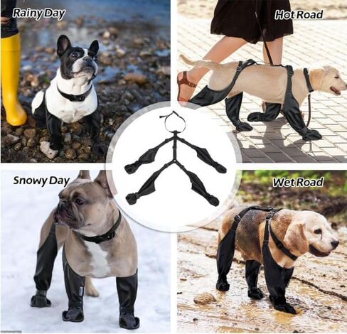 Waterproof Dog Boots with Suspenders, Dog Paw Protectors Shoes Leggings, Anti-Slip Boots for Small Medium Dog, Adjustable Pooch Tall Dog Suspender Rain Booties for Outdoor Hiking Hunting, M in Saudi Arabia