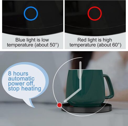 جهاز تسخين كوب القهوة للمكتب - تشغيل/إيقاف تلقائي لتسخين كوب القهوة الذكي بالجاذبية لشرب القهوة والشاي والحليب والكاكاو وحساء الماء، لوحة تسخين القهوة للاستخدام في المكتب والمنزل باللون الأسود KPWJU07 in Saudi Arabia