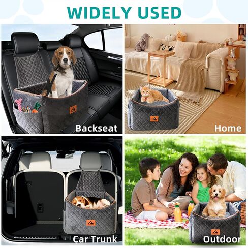 Memory Foam Dog Car Seat for Small Medium Sized Dogs, Quick Rebound Booster Car Seat for Dogs Up to 35lbs, Pet Car Seat Travel Bed with Detachable Washable Cover, Storage Pocket, Dog Seat Belt in Saudi Arabia