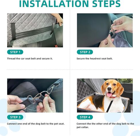 Memory Foam Dog Car Seat for Small Medium Sized Dogs, Quick Rebound Booster Car Seat for Dogs Up to 35lbs, Pet Car Seat Travel Bed with Detachable Washable Cover, Storage Pocket, Dog Seat Belt in Saudi Arabia