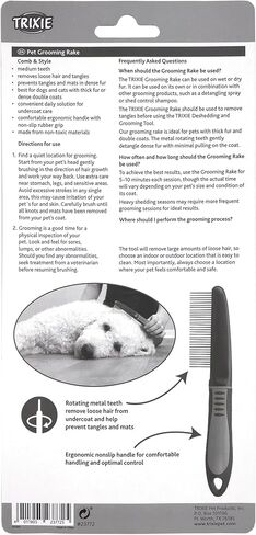 TRIXIE Pet Grooming Rake, Medium Tooth, For Dogs and Cats, Rotating Teeth Removes Loose Hair, Tangles, and Prevents Mats, 8.7" (22cm) in Saudi Arabia