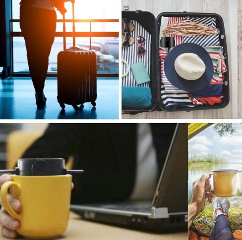 صانعة القهوة من أجل 1-2 كوب، فلتر منقط القهوة المخروطي القابل لإعادة الاستخدام، مرشحات قهوة قابلة لإعادة الاستخدام من الفولاذ المقاوم للصدأ مع فرشاة تنظيف للسفر في المنزل والمكتب in Kuwait