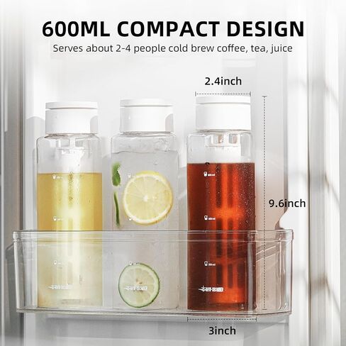 MHW-3BOMBER Camping Cold Brew Coffee Maker 600ml/20oz Travel Cold Brew Pitcher For Space Saving Iced Tea and Coffee Maker with Filter White CE6136-OS in Saudi Arabia