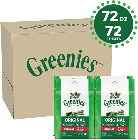 GREENIES Original Regular Natural Dog Dental Care Chews Oral Health Dog Treats, 72 oz. Pack (72 Treats) in Saudi Arabia