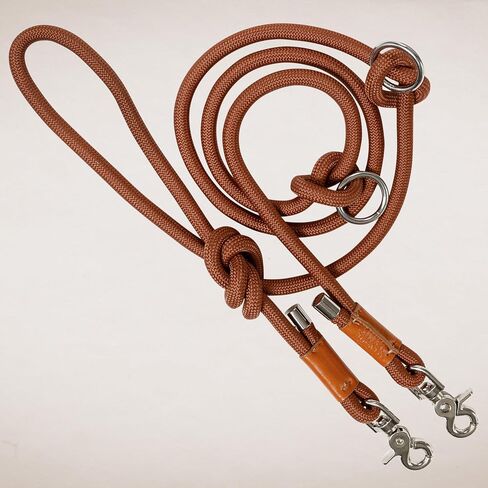 Hands Free Dog Leash 7-in-1 Multifunctional Brown Nylon Heavy Duty Dog Leash Adjustable Length Crossbody Leash Waist Leash For Dog Walking & Running, No Pull Leash, Double Leash, Slip Lead, Dog Tether in Saudi Arabia